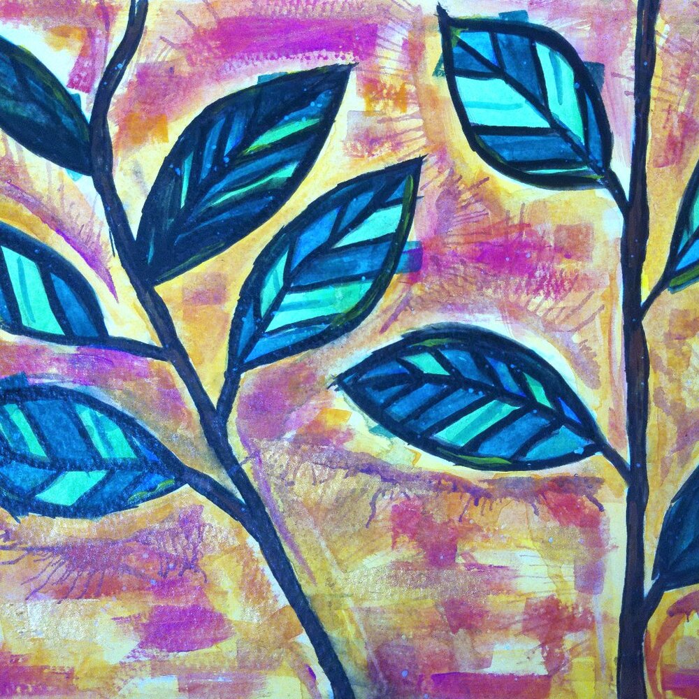 Untitled Abstract Botanical Original Painting by Artist Rachael Potter